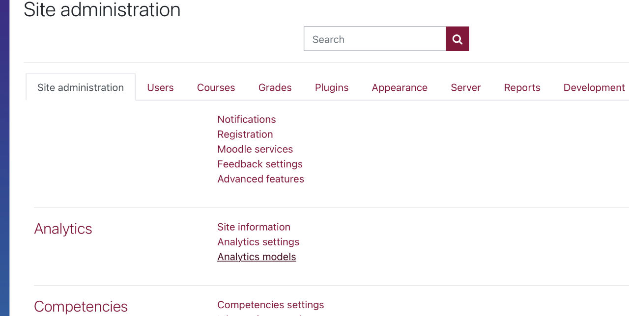 Site Administration Analytics Analytics Models