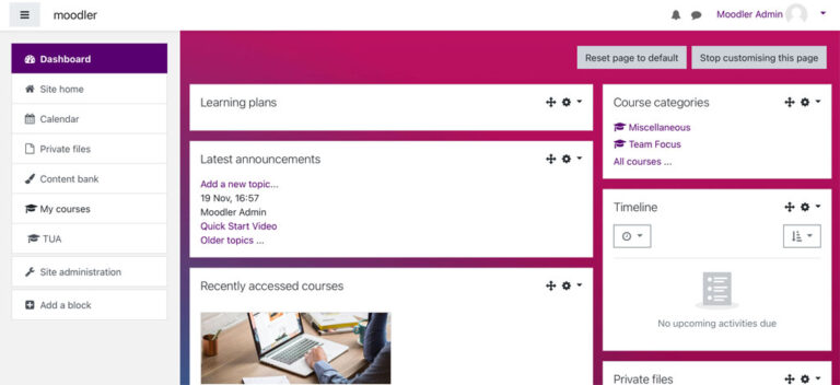 How to Add A Custom Message to Dashboard on Moodle – XELIUM : clarity ...