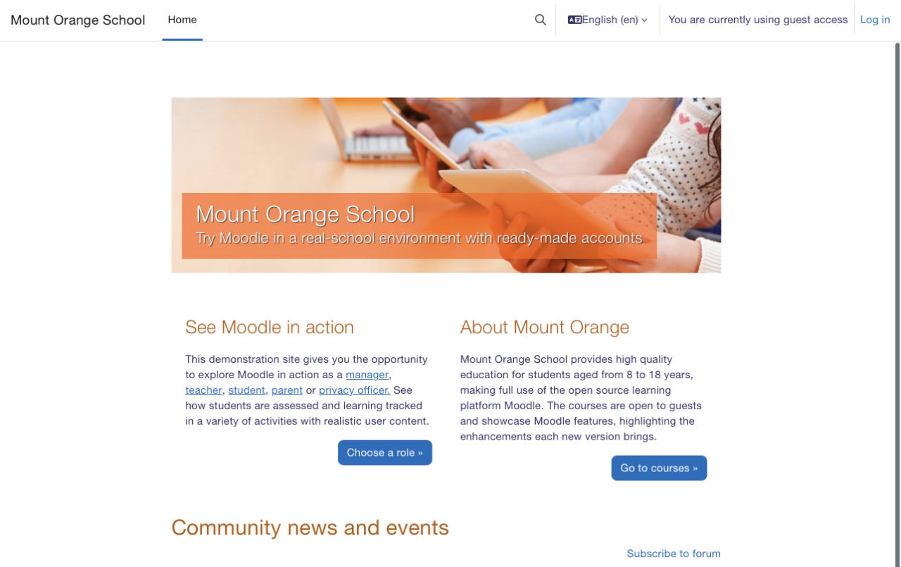 Mount Orange School (Moodle Demo Site)