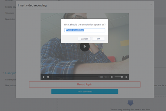 record video attached as annotation name