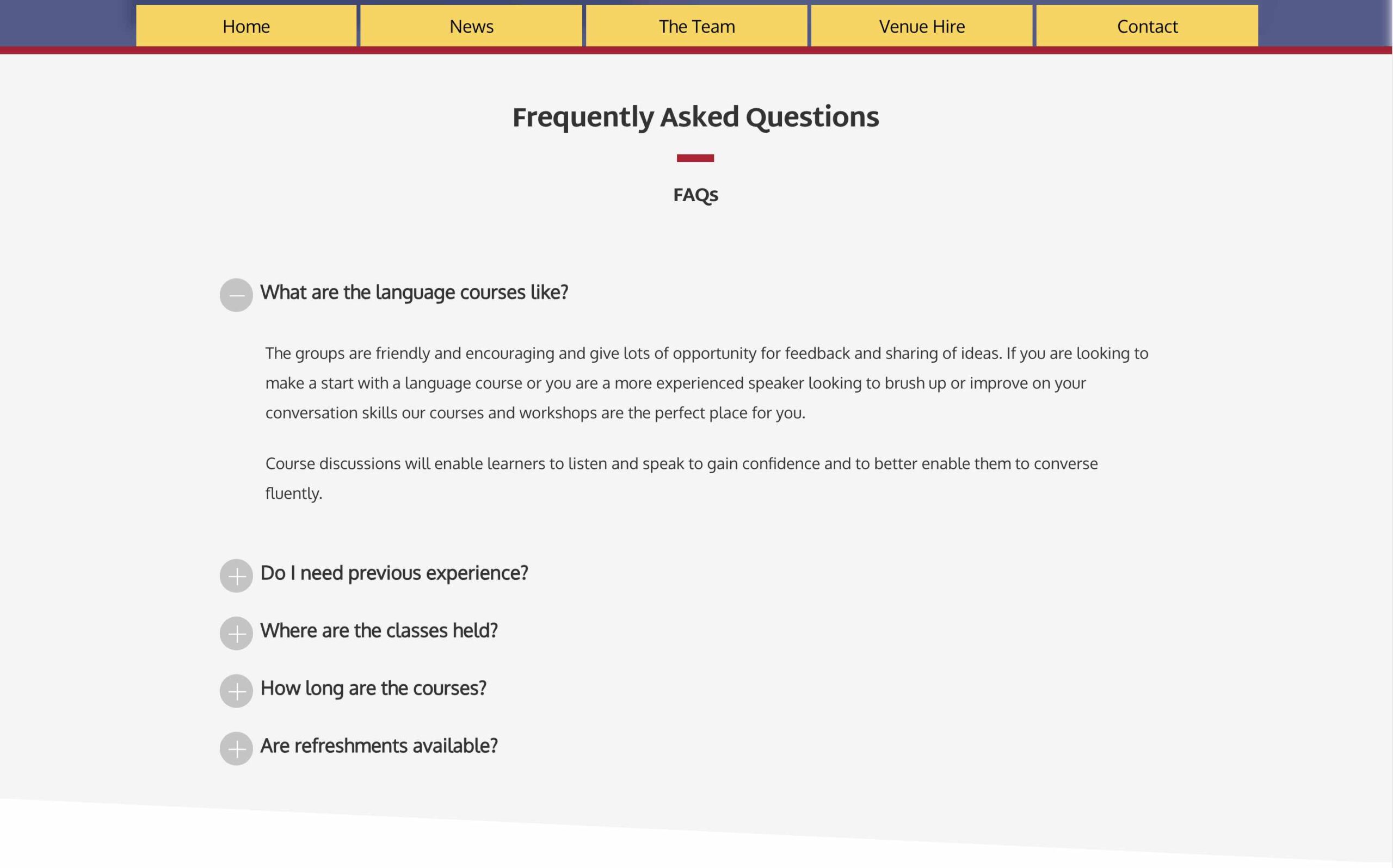 Language FAQs Section