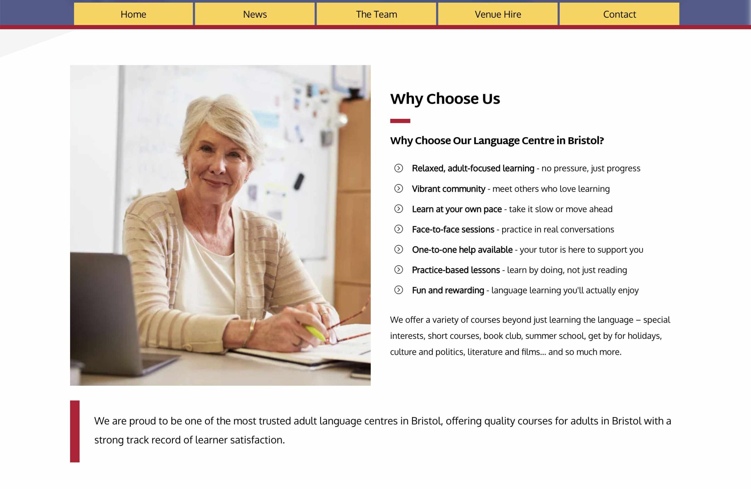 Language Why Choose Us Section