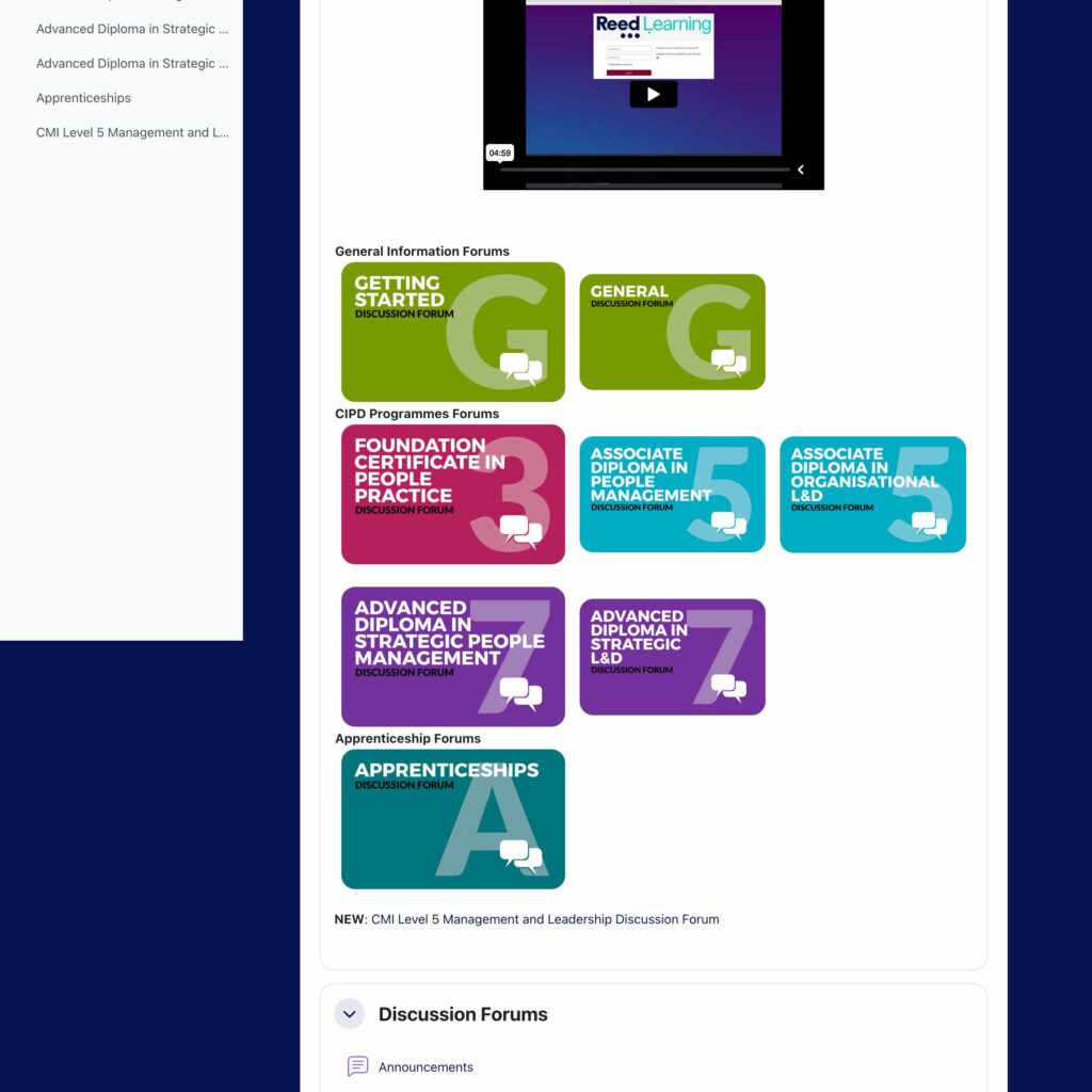 discussion forums-vle-reed-course