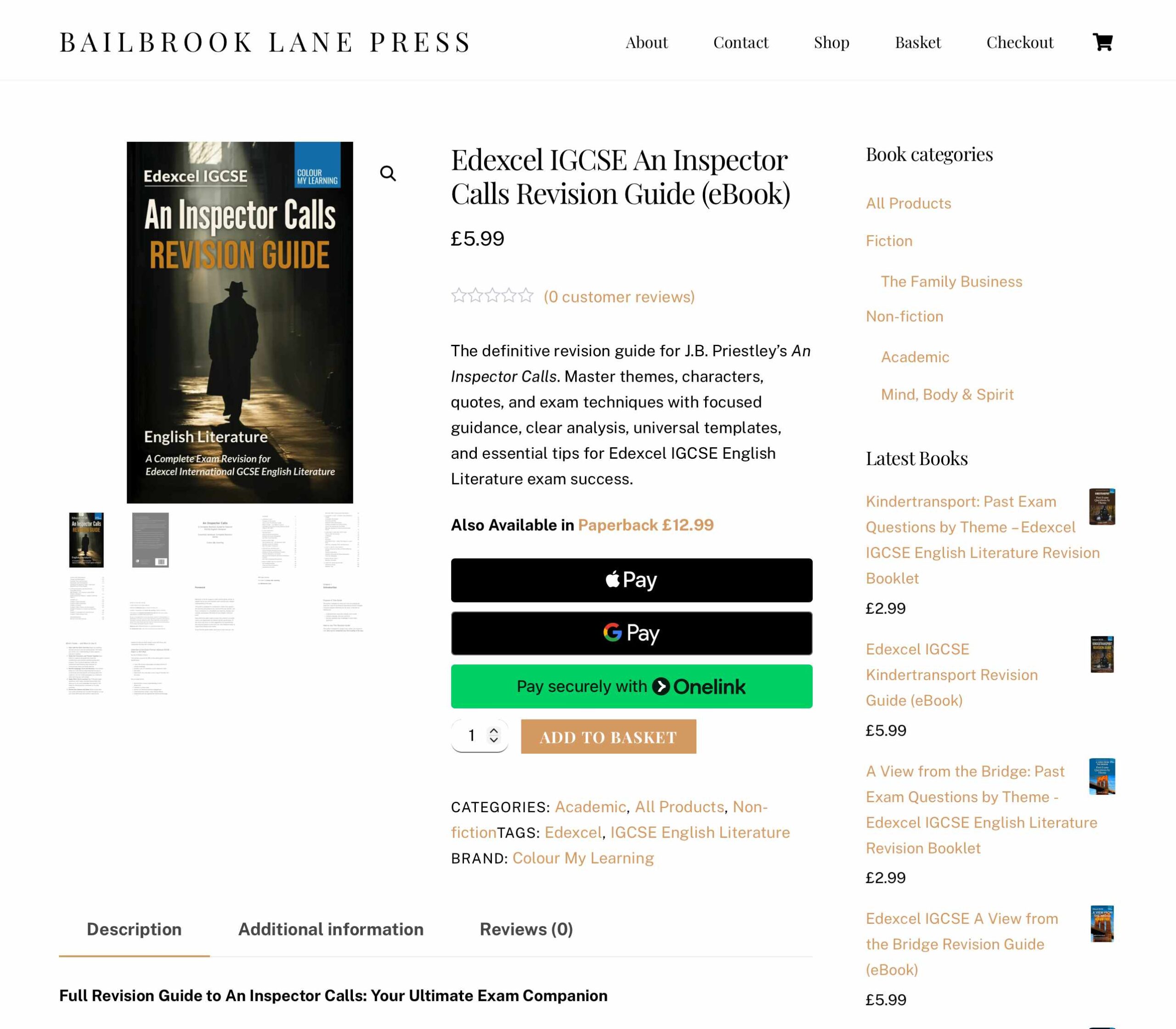 An Inspector Calls WooCommerce Page