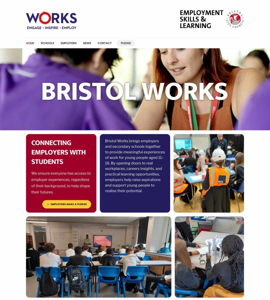 Bristol WORKS Homepage Top Fold
