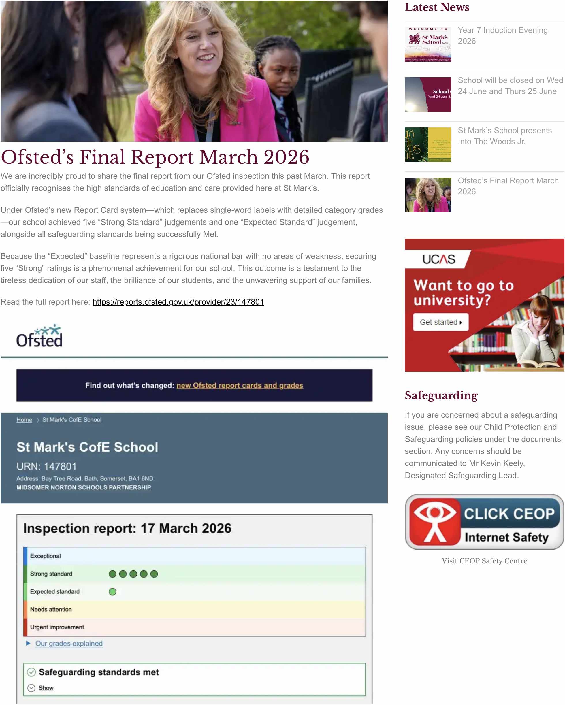 St Marks School Ofsted Report